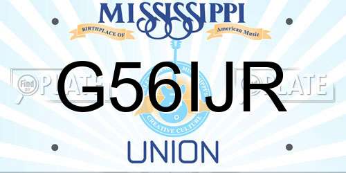 G56IJR Mississippi License Plate