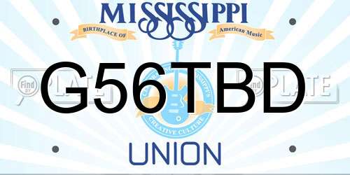 G56TBD Mississippi License Plate