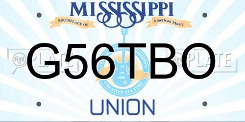 G56TBO Mississippi License Plate