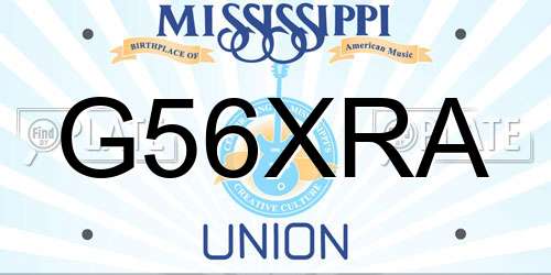 G56XRA Mississippi License Plate