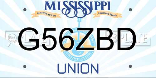 G56ZBD Mississippi License Plate