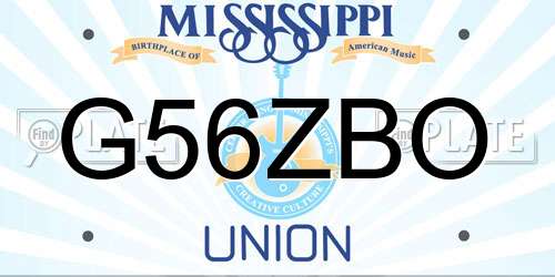 G56ZBO Mississippi License Plate