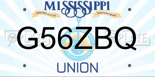 G56ZBQ Mississippi License Plate