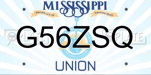 G56ZSQ Mississippi License Plate
