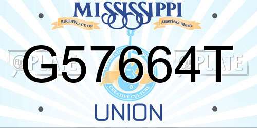 G57664T Mississippi License Plate