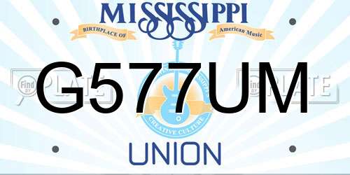 G577UM Mississippi License Plate