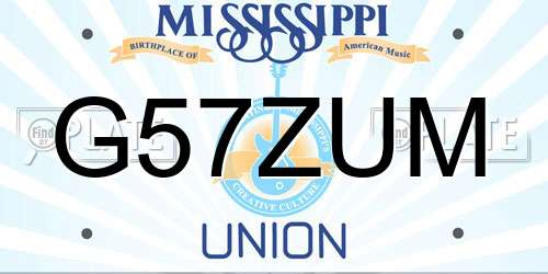 G57ZUM Mississippi License Plate
