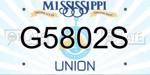 G5802S Mississippi License Plate