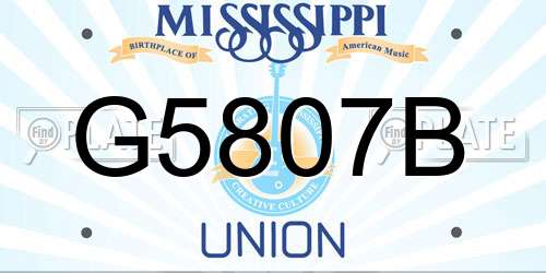 G5807B Mississippi License Plate
