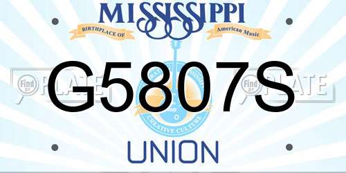 G5807S Mississippi License Plate