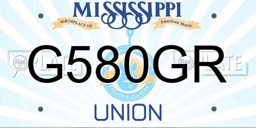 G580GR Mississippi License Plate