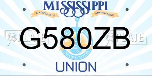 G580ZB Mississippi License Plate