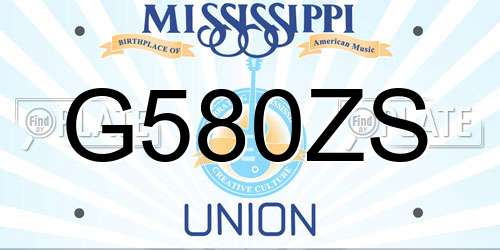 G580ZS Mississippi License Plate