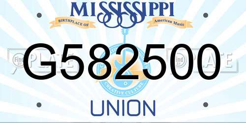 G582500 Mississippi License Plate