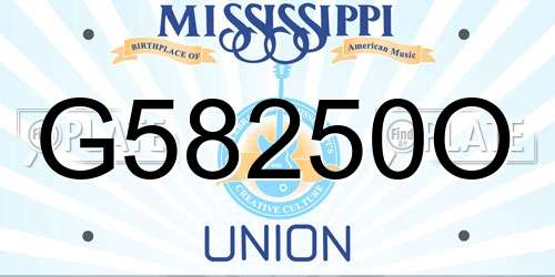 G58250O Mississippi License Plate