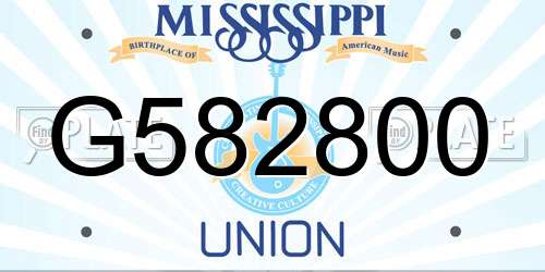 G582800 Mississippi License Plate