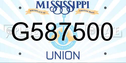 G587500 Mississippi License Plate