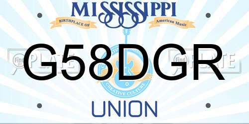G58DGR Mississippi License Plate