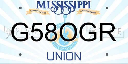 G58OGR Mississippi License Plate