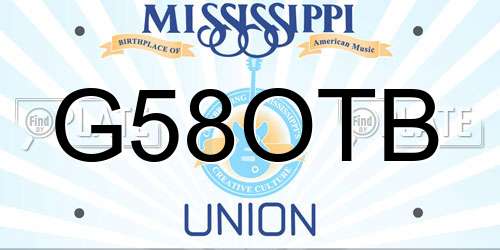 G58OTB Mississippi License Plate