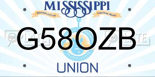 G58OZB Mississippi License Plate