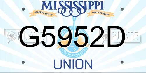G5952D Mississippi License Plate