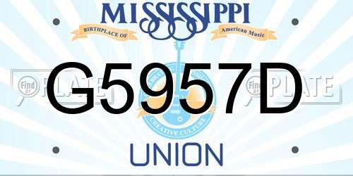 G5957D Mississippi License Plate