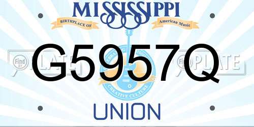 G5957Q Mississippi License Plate