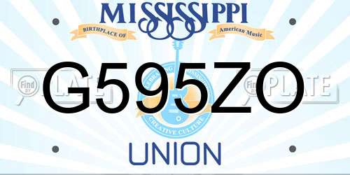 G595ZO Mississippi License Plate
