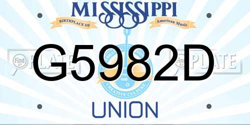 G5982D Mississippi License Plate