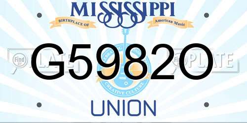 G5982O Mississippi License Plate