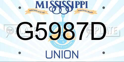 G5987D Mississippi License Plate