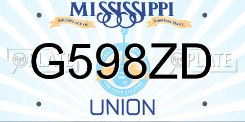 G598ZD Mississippi License Plate