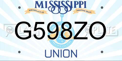 G598ZO Mississippi License Plate