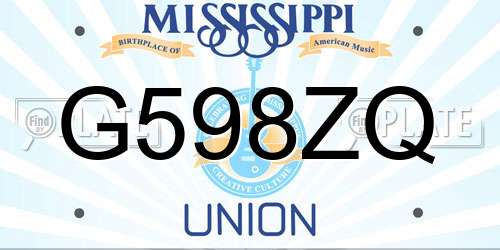 G598ZQ Mississippi License Plate