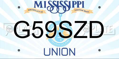 G59SZD Mississippi License Plate