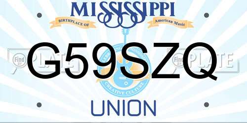 G59SZQ Mississippi License Plate