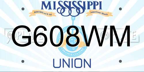 G608WM Mississippi License Plate