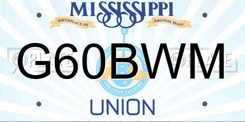 G60BWM Mississippi License Plate