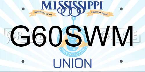 G60SWM Mississippi License Plate