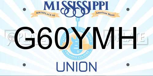 G60YMH Mississippi License Plate