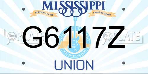 G6117Z Mississippi License Plate