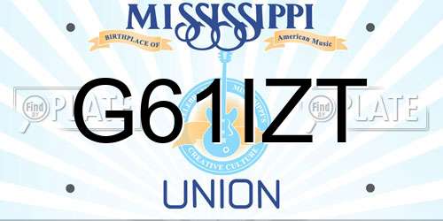 G61IZT Mississippi License Plate