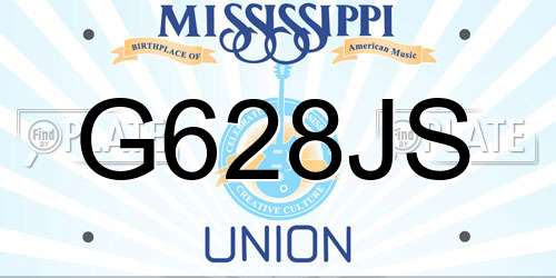 G628JS Mississippi License Plate