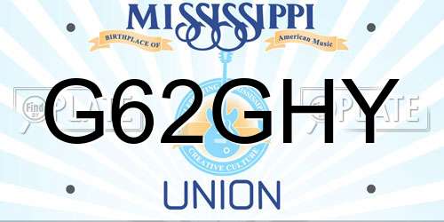 G62GHY Mississippi License Plate