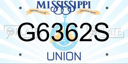 G6362S Mississippi License Plate