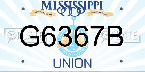 G6367B Mississippi License Plate