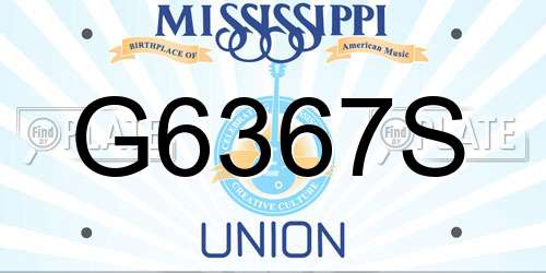 G6367S Mississippi License Plate