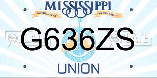 G636ZS Mississippi License Plate