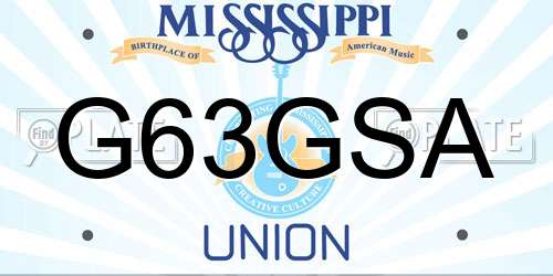 G63GSA Mississippi License Plate